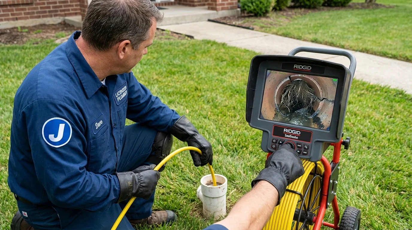 Sewer camera inspection being performed by Johns Plumbing LLC in Mokena